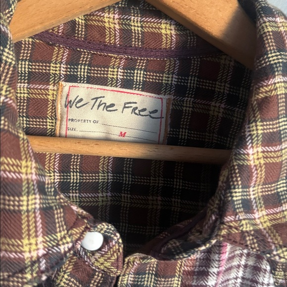 NEW Free People Layer it Up Plaid Flannel Snap Down Top Medium - Picture 6 of 10